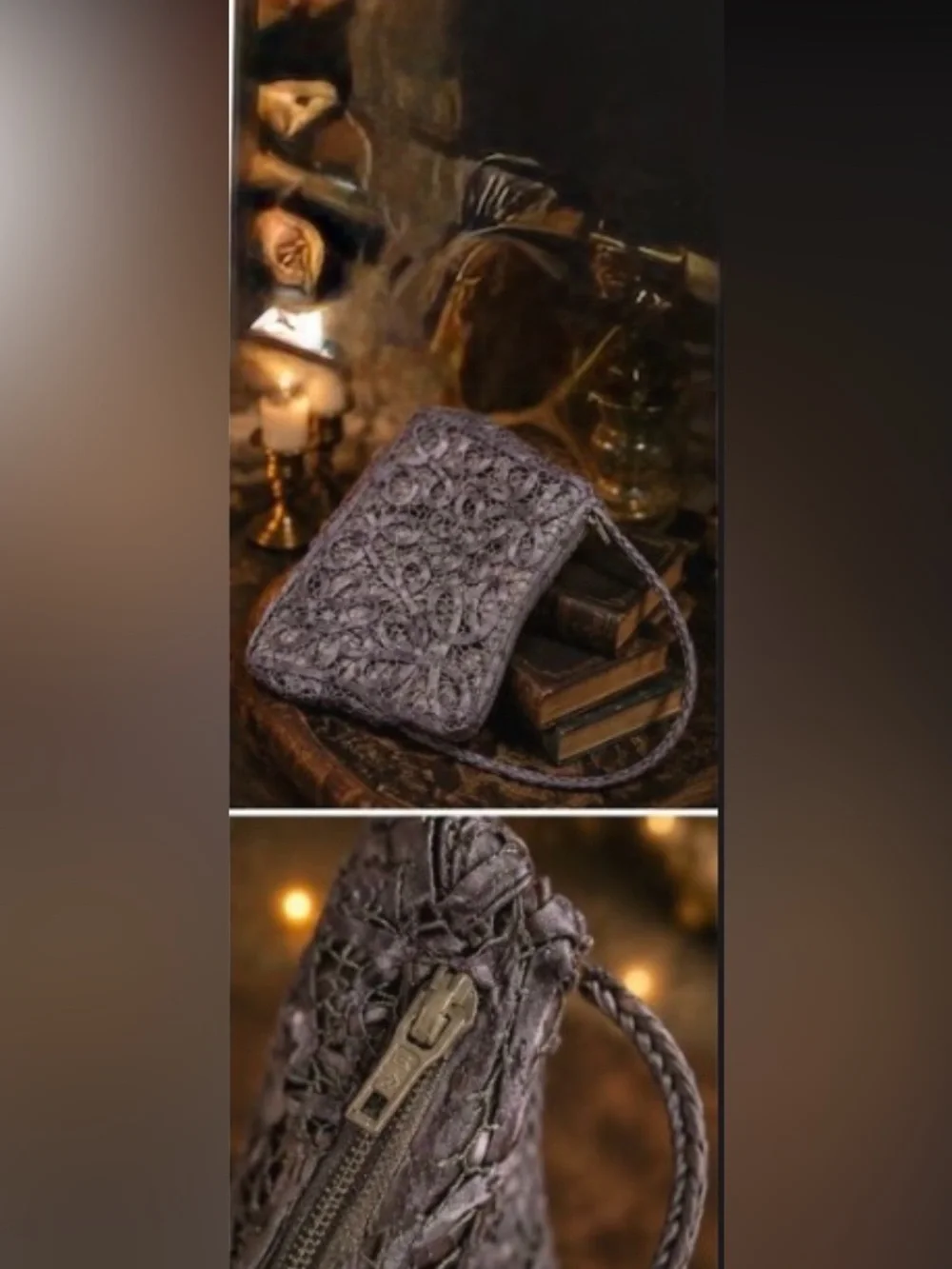 Gorgeous vintage inspired handmade lace inspired open work evening bag